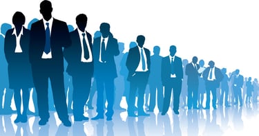 a group of business people standing in a line