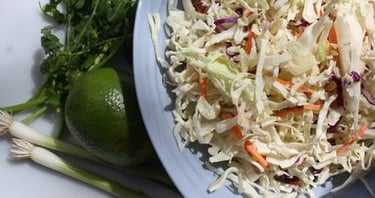 ingredients for creamy Asian slaw
