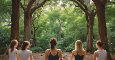 Close-up of a person practicing gentle mindful movement in a peaceful outdoor setting.