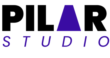 Purple Studio brand logo with a geometric triangle icon on a black background.