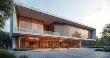 Render de arquitectura generado con IA, mostrando un diseño moderno y detalles fotorrealistas