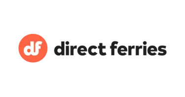 Direct Ferries logo featuring a red circular icon with white df initials on a black background.