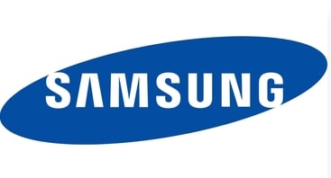 a samsung logo on a white background