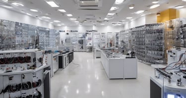 a large room with a lot of electronics equipment