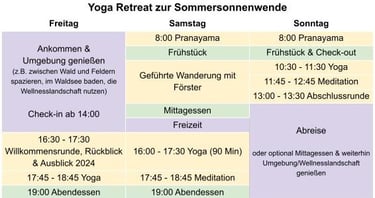 programm beim yoga retreat zur sommersonnenwende im erzgebirge