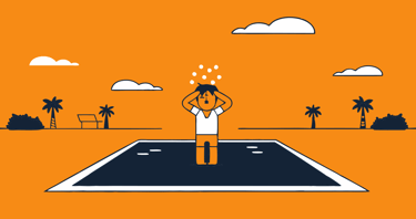 dessin d'un homme qui s'inquiète pour sa piscine qui fuie