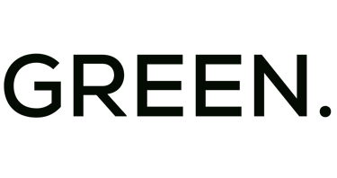 a green and black logo with the words green and white