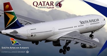 a plane with the words qatar airways on it