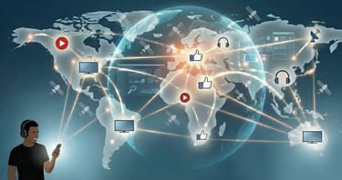 Digital streaming global connection map.