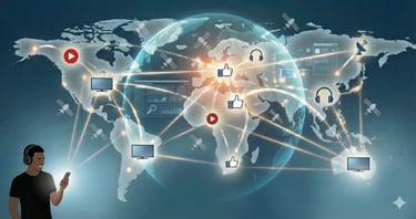 Digital streaming global connection map.