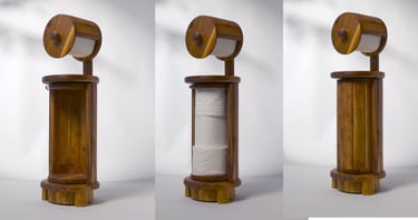 Elegwood model  in three stages: empty, filled, and concealed