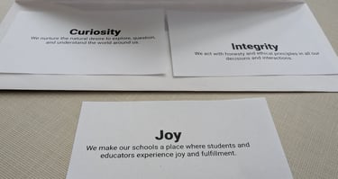 values printed on cards