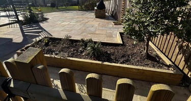 newly layed stone pation in worcester garden