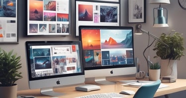 A modern classroom setting with students learning coding and language skills on laptops.