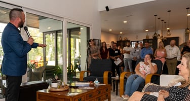 Austin Arthur speaking to residents in West Orange County, Orange County Florida