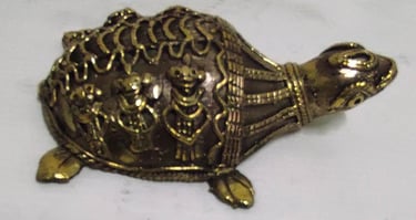 "Traditional brass tortoise–handcrafted decorative art for good luck and positivity-Globally tradable"