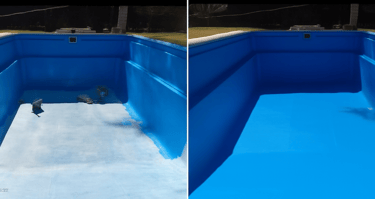 Pileta de hormigón terminada con plastificado Masterplas. Solución total contra pérdidas de agua.