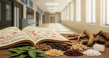 Siddha medicine herbs and classical texts showing integration of traditional healthcare in India