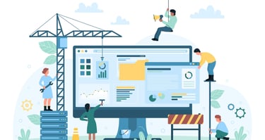 a group of people working on a computer screen