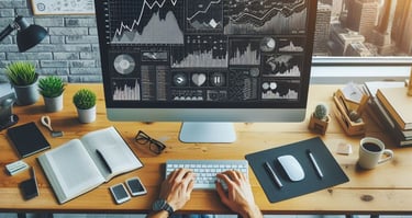 a man at a desk designing websites in shropshire