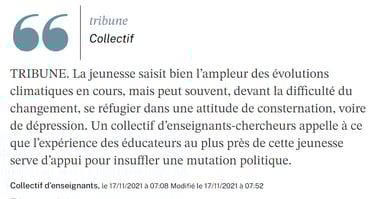 Crise écologique : « L’éducation permet de changer le monde » La Croix Nathanaël Wallenhorst