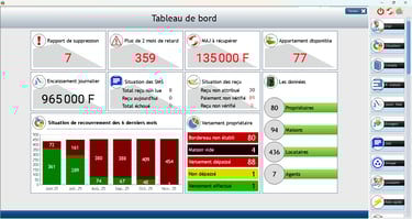 Fenêtre tableau de bord du logiciel iGesim