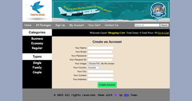 Travel Agency Management System - Registration Page