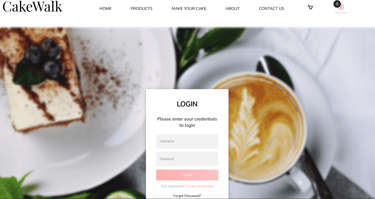 Cake Walk - Online Cake Shop System - Login Page