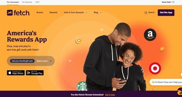 Fetch app website promoting free gift cards for snapping receipts.