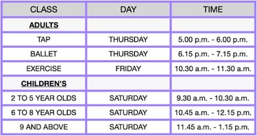 Buttermilk Dance Time-Table