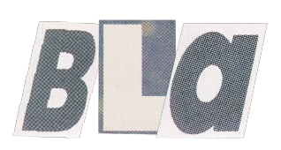 BLA uitgeknipte letters in grijstinten