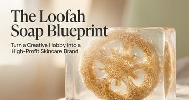 Handmade clear loofah soap bar for a skincare business blueprint guide.