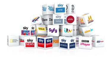 nufuTV BLOG  logos for TV channels like Sky, BBC iPlayer, Disney, and National Geographic.