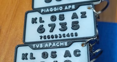 custom 3d printed vehicle number keychains