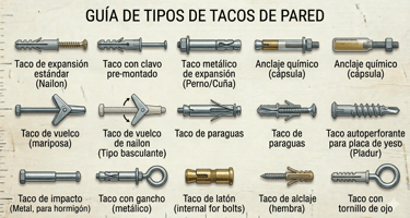 tipos de tacos de pared