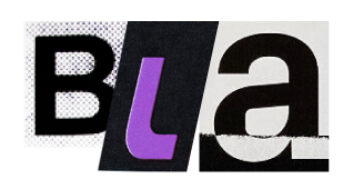 BLA uitgeknipte letters met paarse L