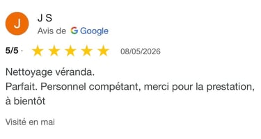 Avis google 5 étoiles clients m&m services pro nettoyage et vitres rouen