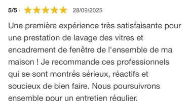 Avis google 5 étoiles clients m&m services pro nettoyage et vitres rouen