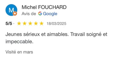 Avis google 5 étoiles clients m&m services pro nettoyage et vitres rouen 