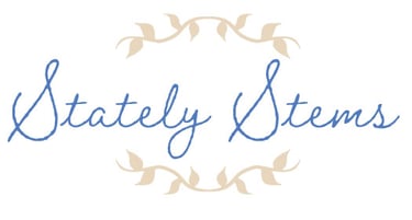 Stately Stems repeating pattern collection logo with reference to historical styles