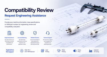 Engineering review service for UV lamp compatibility, OEM matching and industrial application support