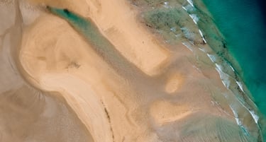 a beach with from above