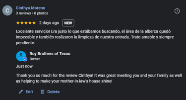 Roy Brothers of Texas Google Review