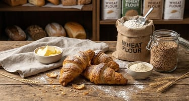Gluten-free croissant with flaky layers, allergy-friendly pastry option with lower calories