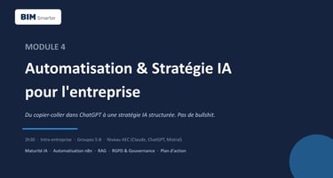 Module 4 formation automatisation IA entreprise AEC : maturité IA, no-code n8n, RAG et gouvernance RGPD