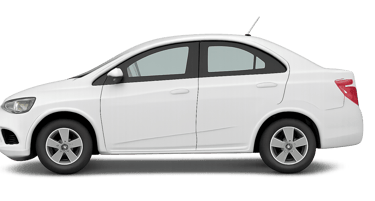 A white compact sedan car facing left.