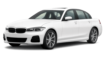 A white luxury sedan car facing left.