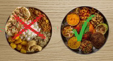 Plate with healthy fats and protein to reverse fatty liver.