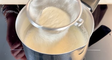 Add the dry ingredients for the coconut rice cream recipe