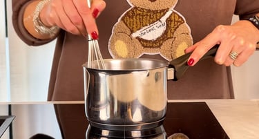 Cook the cream for the coconut rice cream recipe